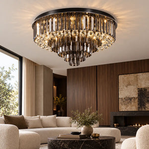 Veldrissa Tiered Crystal Ceiling Light Dia23.62" (60 cm) / Warm Light 2700K Modern Chandelier