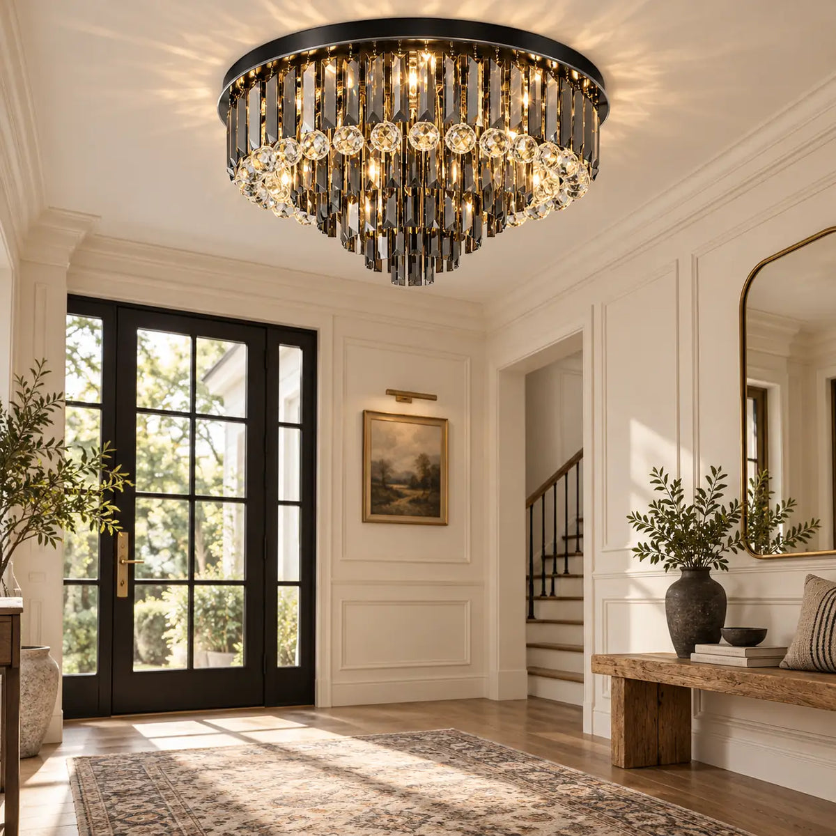 Veldrissa Tiered Crystal Ceiling Light Dia31.50" (80 cm) / Warm Light 2700K Modern Chandelier