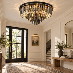 Veldrissa Tiered Crystal Ceiling Light Dia31.50" (80 cm) / Warm Light 2700K Modern Chandelier
