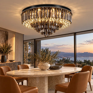 Veldrissa Tiered Crystal Ceiling Light Dia39.37" (100 cm) / Warm Light 2700K Modern Chandelier