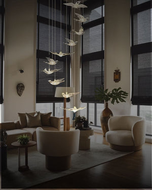 Velour Long Chandelier for Staircase Gold / Warm White 3000K / 6 Modern Chandelier