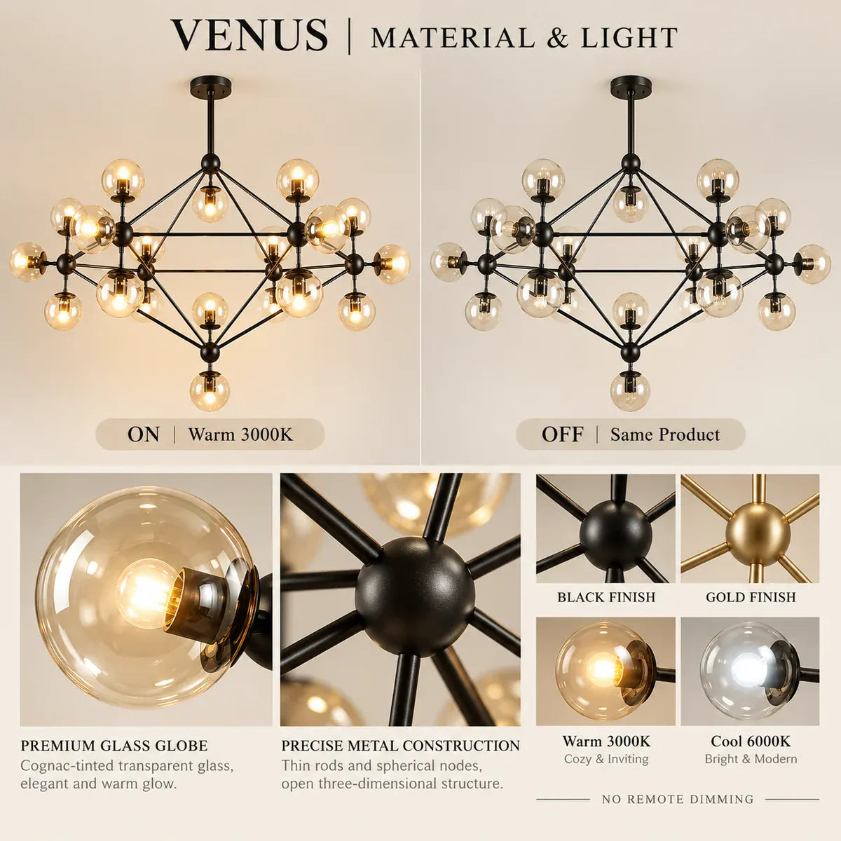 Venus Contemporary Sputnik Chandelier Modern Chandelier