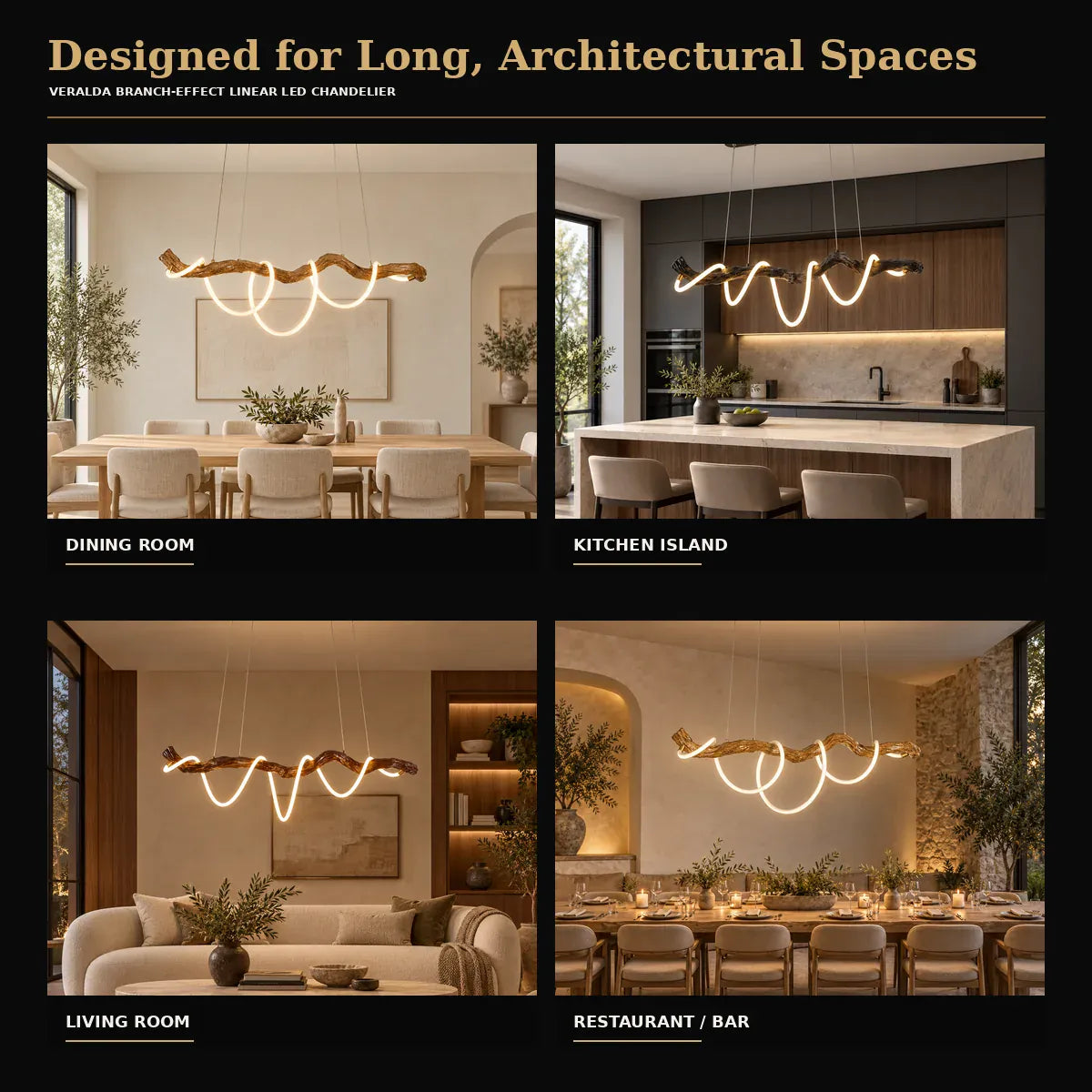 Veralda Branch Linear LED Chandelier Modern Chandelier