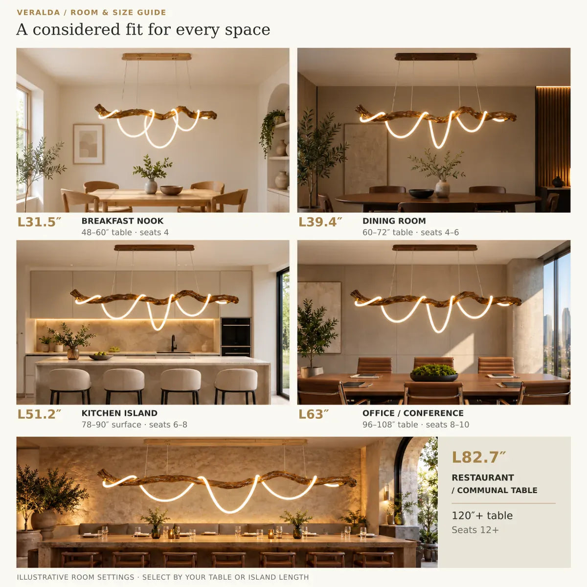Veralda Branch Linear LED Chandelier Modern Chandelier