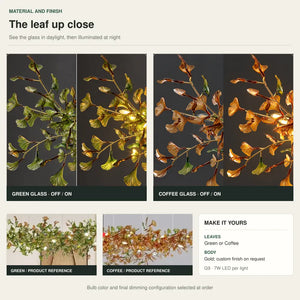 Verdessa Glass Ginkgo Branch Chandelier Modern Chandelier