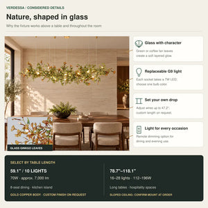 Verdessa Glass Ginkgo Branch Chandelier Modern Chandelier