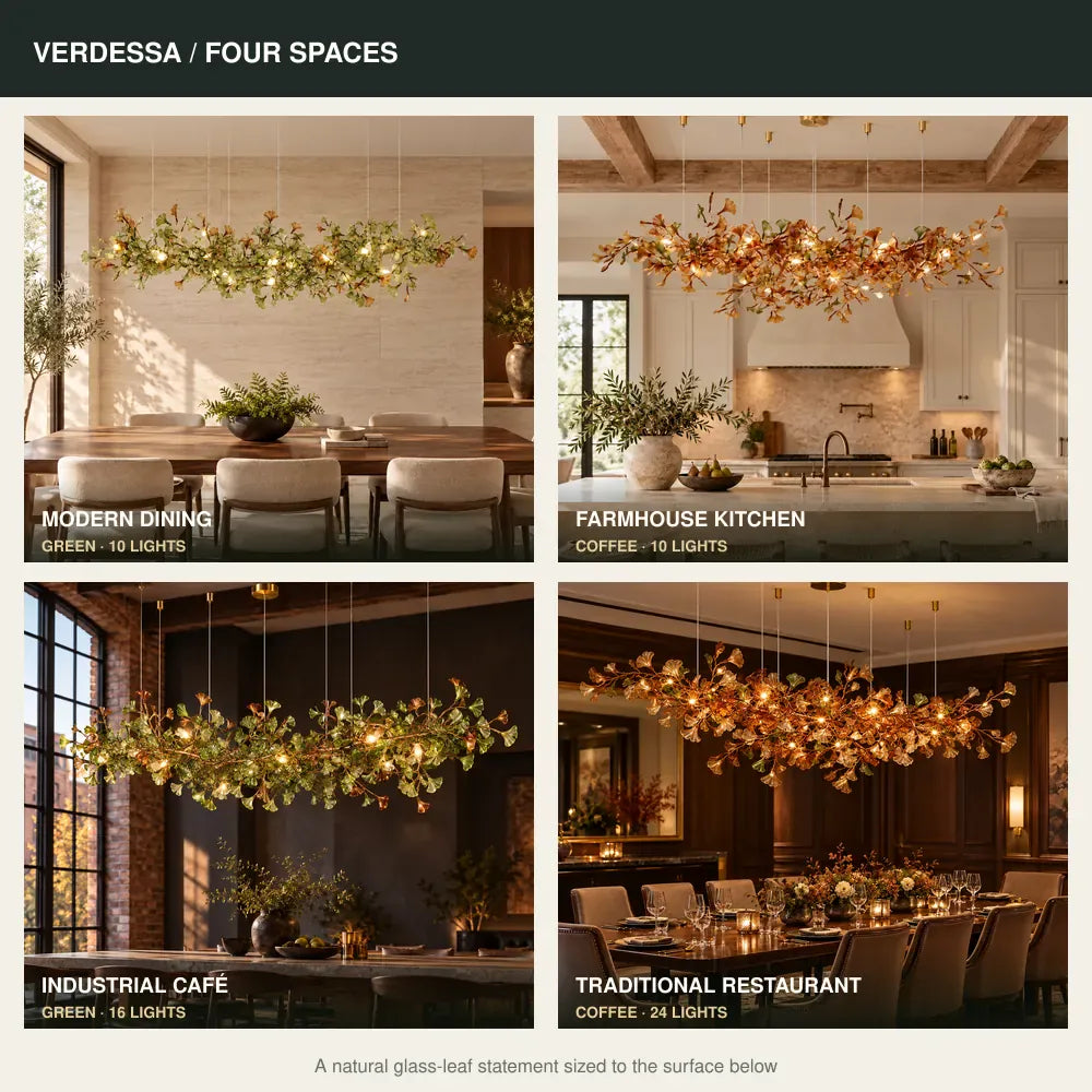 Verdessa Glass Ginkgo Branch Chandelier Modern Chandelier
