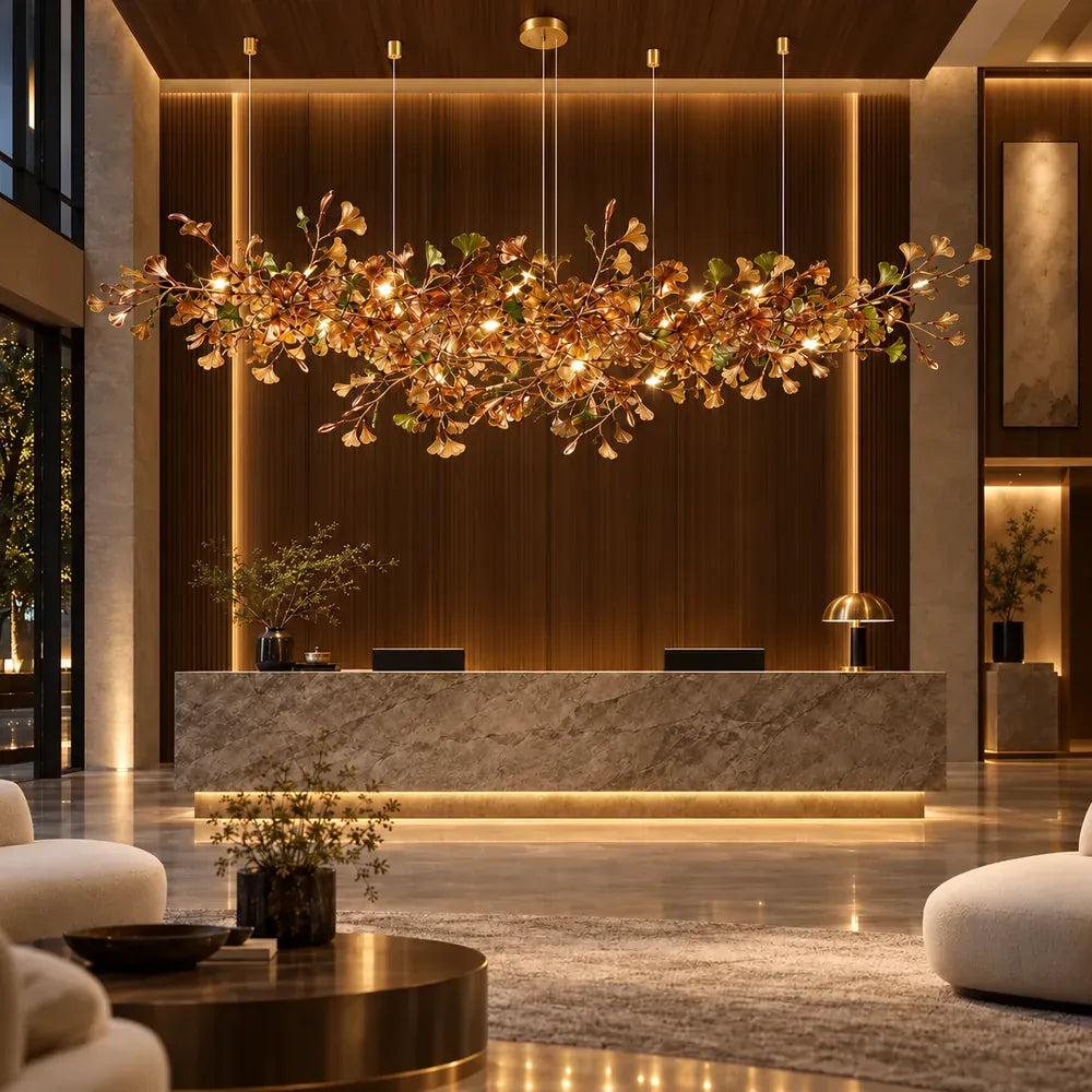 Verdessa Glass Ginkgo Branch Chandelier Modern Chandelier