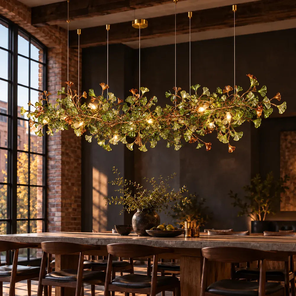 Verdessa Glass Ginkgo Branch Chandelier Modern Chandelier