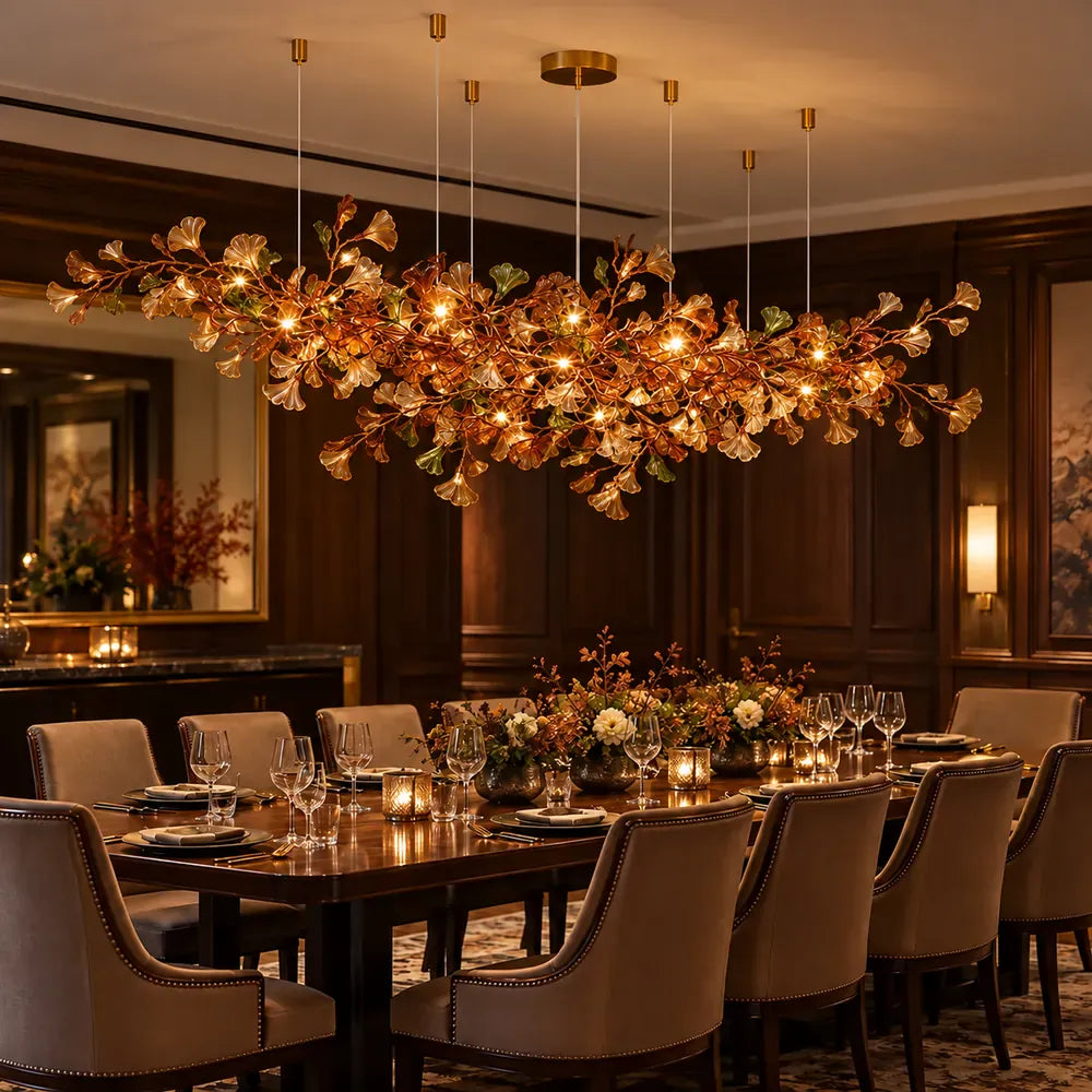Verdessa Glass Ginkgo Branch Chandelier Modern Chandelier
