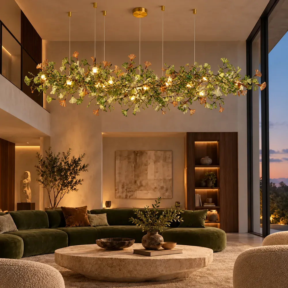 Verdessa Glass Ginkgo Branch Chandelier Modern Chandelier