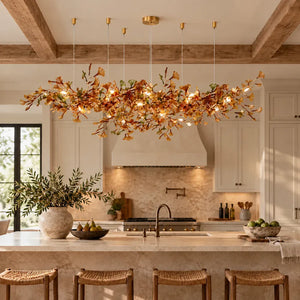 Verdessa Glass Ginkgo Branch Chandelier Coffee / L59.06" (150 cm) / Warm Light 2700K Modern Chandelier