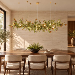 Verdessa Glass Ginkgo Branch Chandelier Green / L59.06" (150 cm) / Warm Light 2700K Modern Chandelier