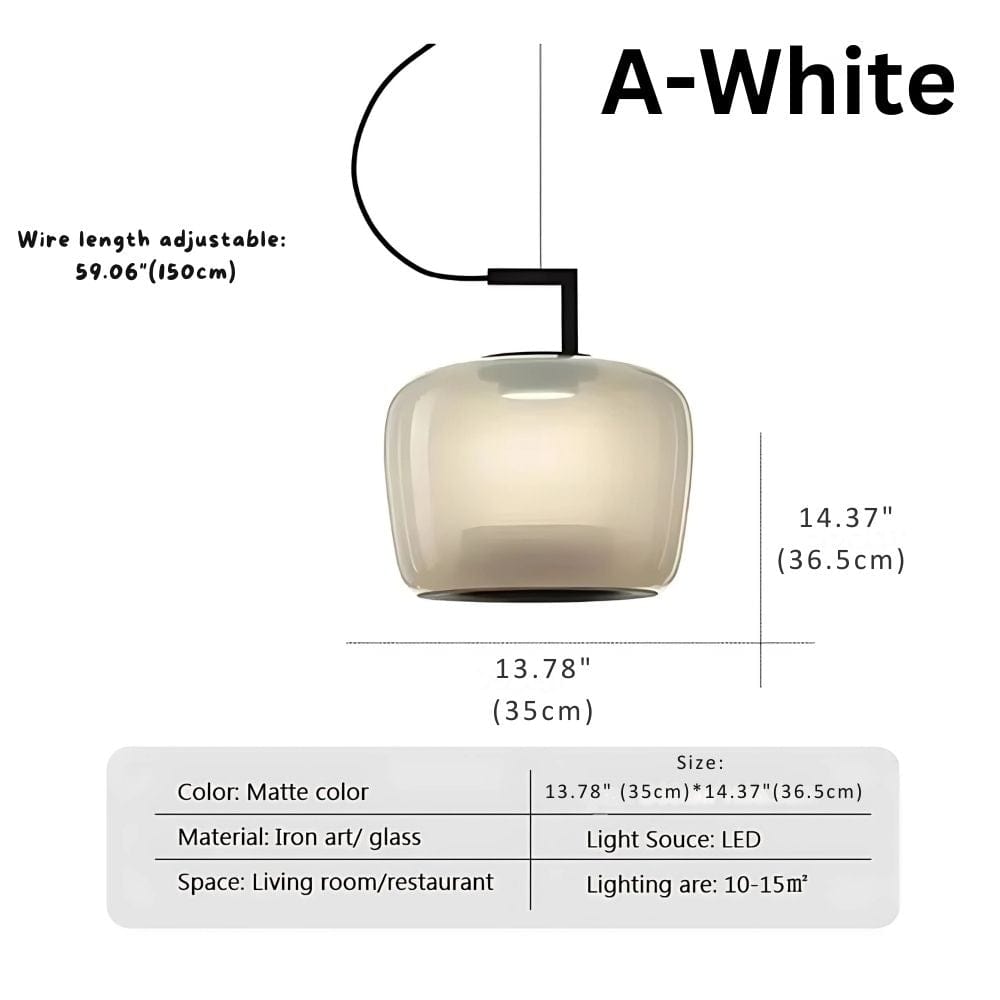 Verona Glass Dome Pendant Light A-Whitte / Warm White 3000K Modern Chandelier