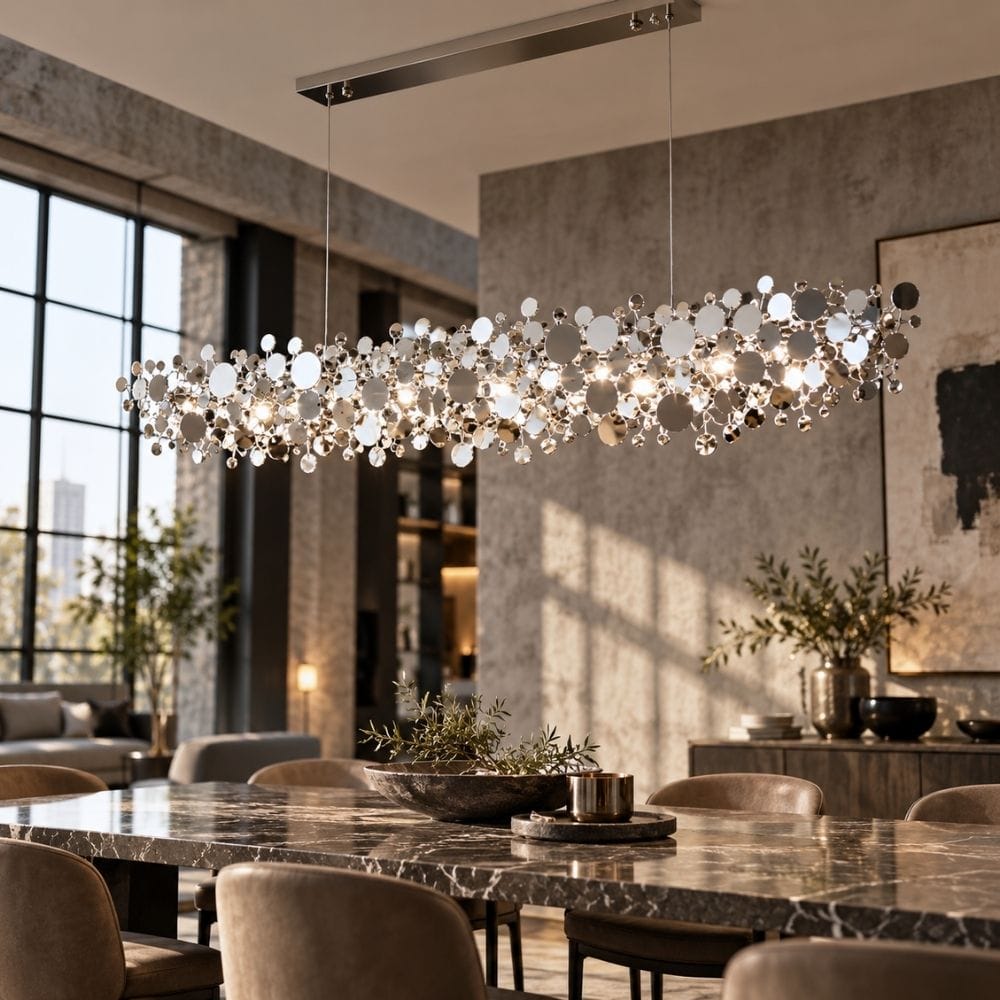 Vespera Modern Disc Linear Chandelier Chrome / L31.5" (80cm) / Warm light 2700K Modern Chandelier