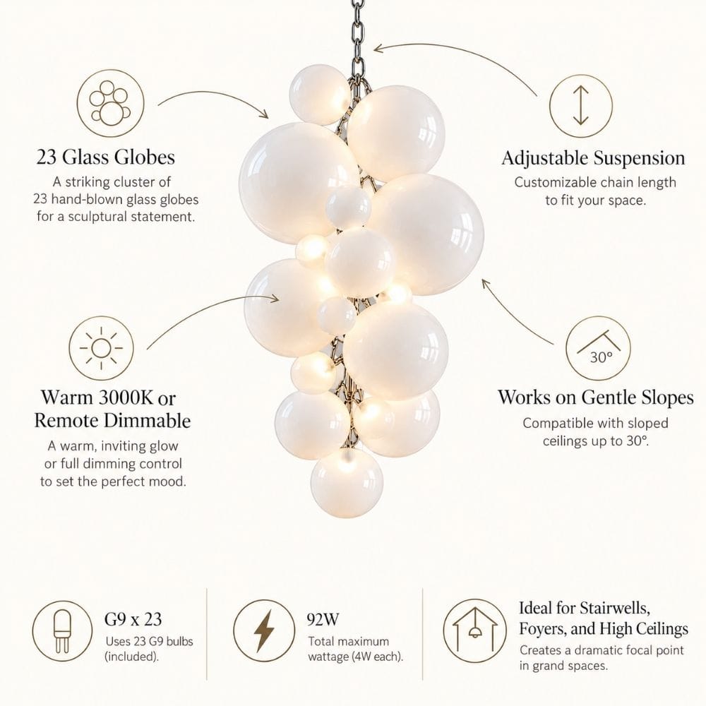 Vinea Glass Bubble Cluster Chandelier Modern Chandelier
