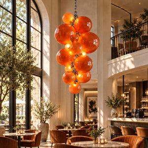 Vinea Glass Bubble Cluster Chandelier Orange / H39.37" (100cm) / Warm White 3000K Modern Chandelier