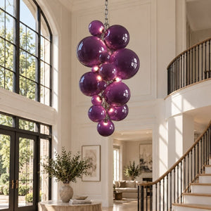 Vinea Glass Bubble Cluster Chandelier Purple / H39.37" (100cm) / Warm White 3000K Modern Chandelier