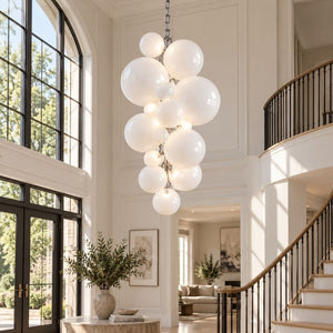 Vinea Glass Bubble Cluster Chandelier White / H39.37" (100cm) / Warm White 3000K Modern Chandelier