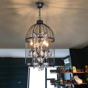 Vintage Birdcage Crystal Chandelier Black Modern Chandelier