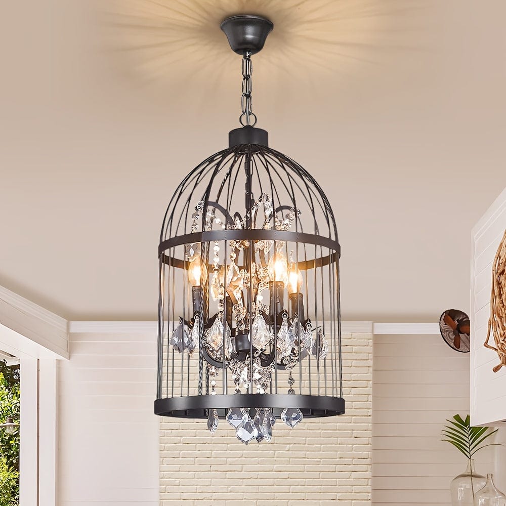 Vintage Birdcage Crystal Chandelier Black Modern Chandelier