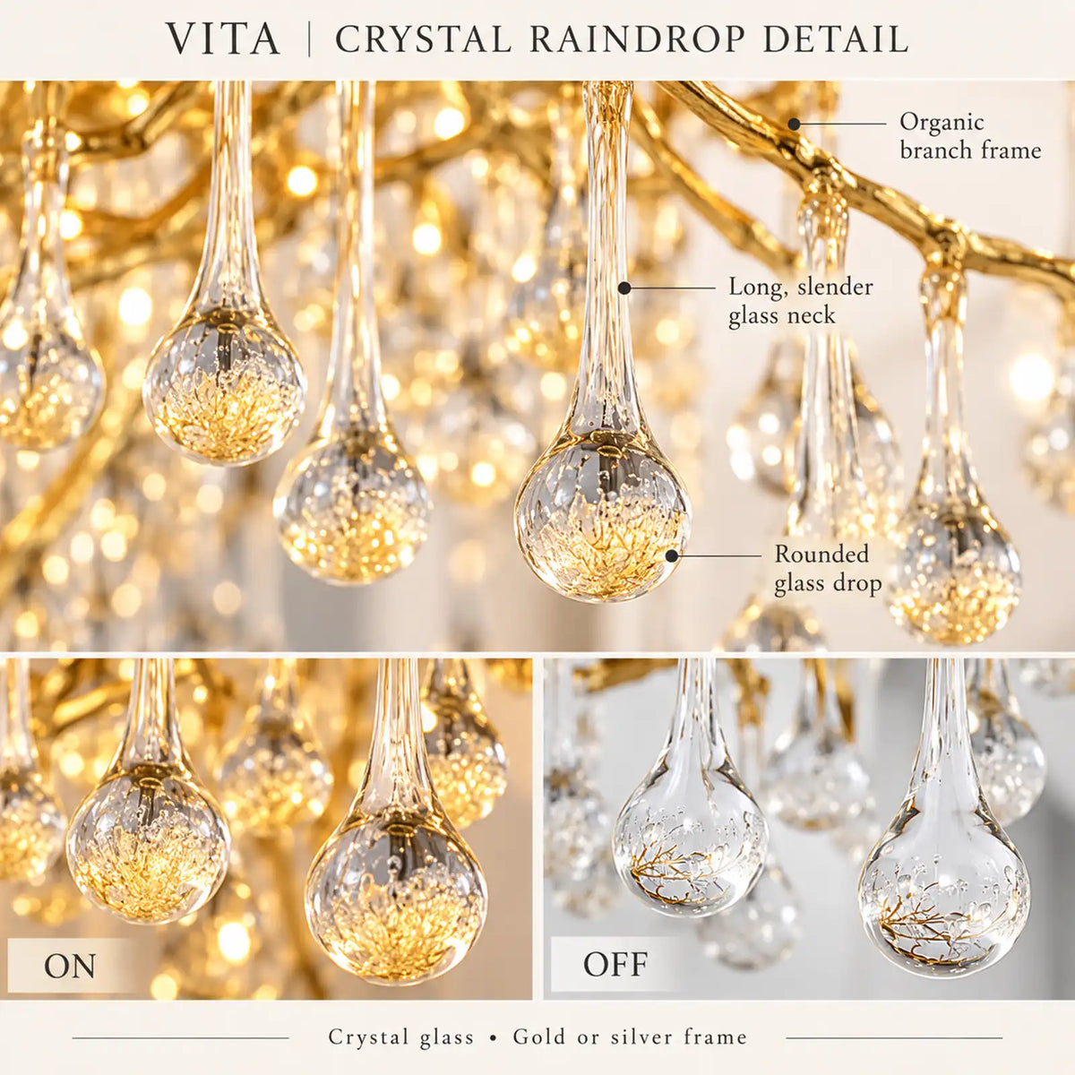 Vita Crystal Flush Mount Chandelier Modern Chandelier