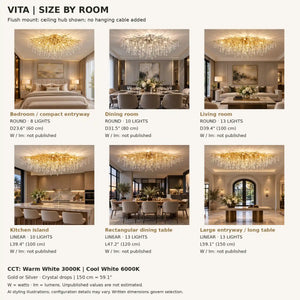 Vita Crystal Flush Mount Chandelier Modern Chandelier