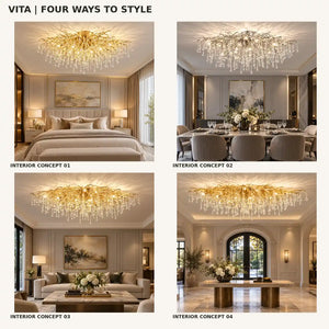 Vita Crystal Flush Mount Chandelier Modern Chandelier