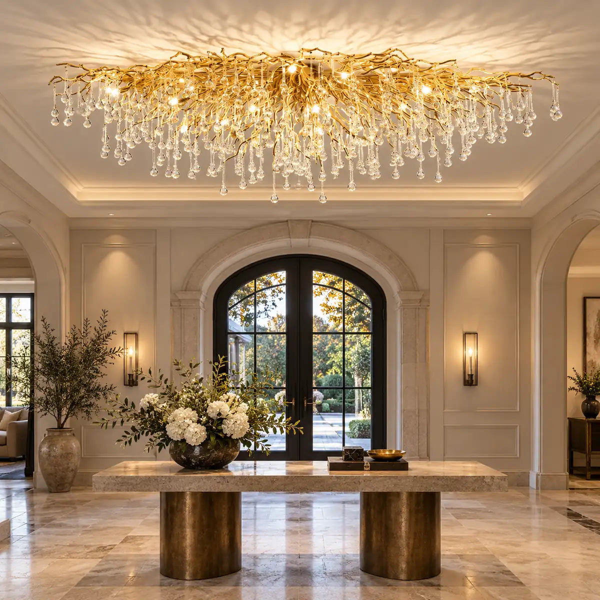 Vita Crystal Flush Mount Chandelier Modern Chandelier