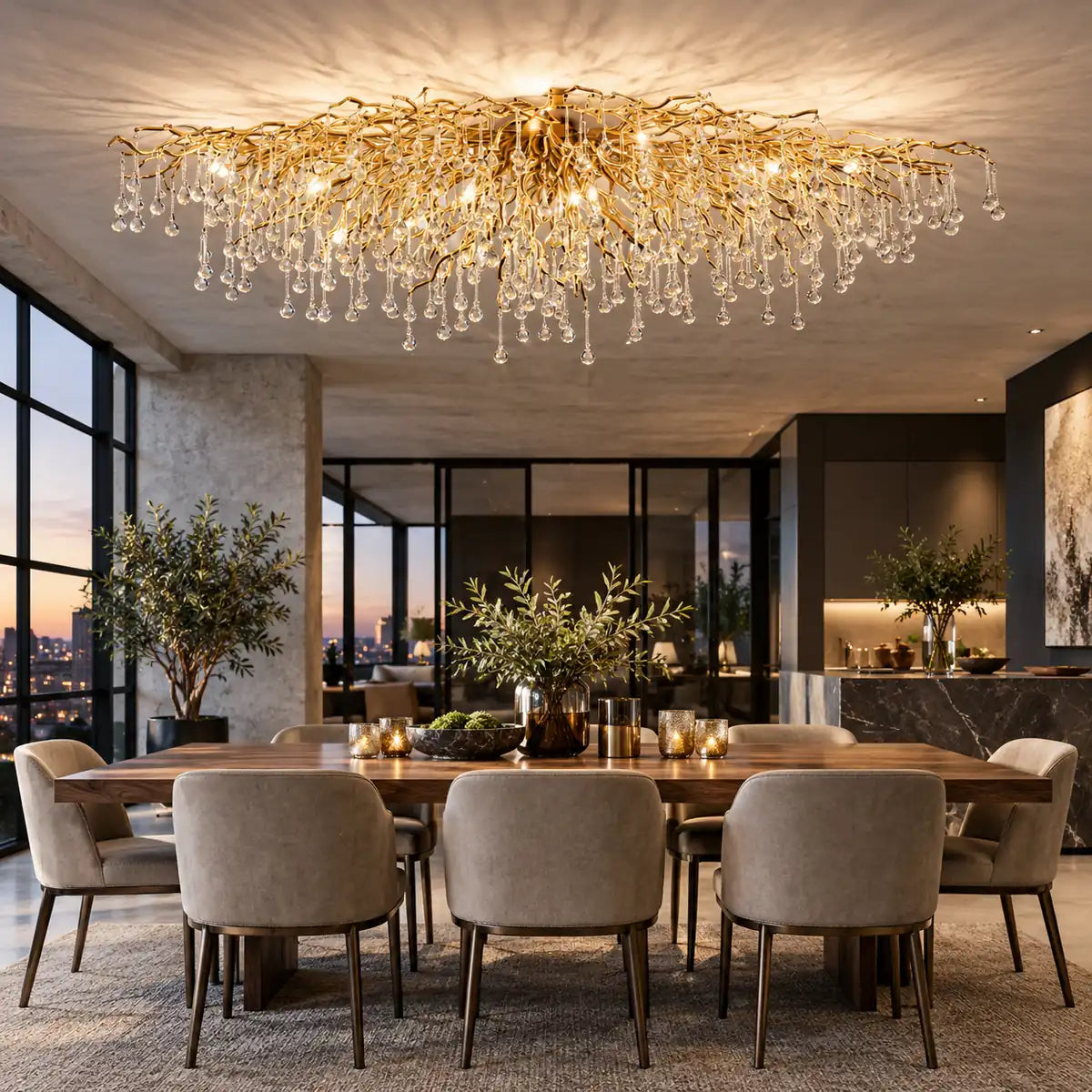 Vita Crystal Flush Mount Chandelier Modern Chandelier