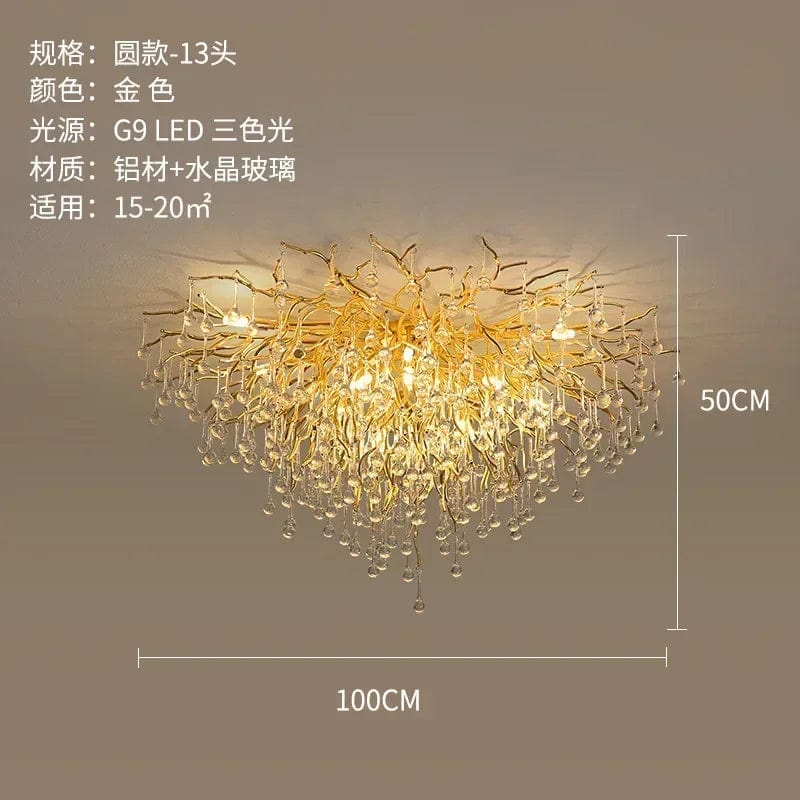 Vita Crystal Flush Mount Chandelier Modern Chandelier