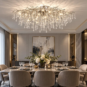 Vita Crystal Flush Mount Chandelier Silver / Round 23.62" (60 cm) / Warm White 3000K Modern Chandelier