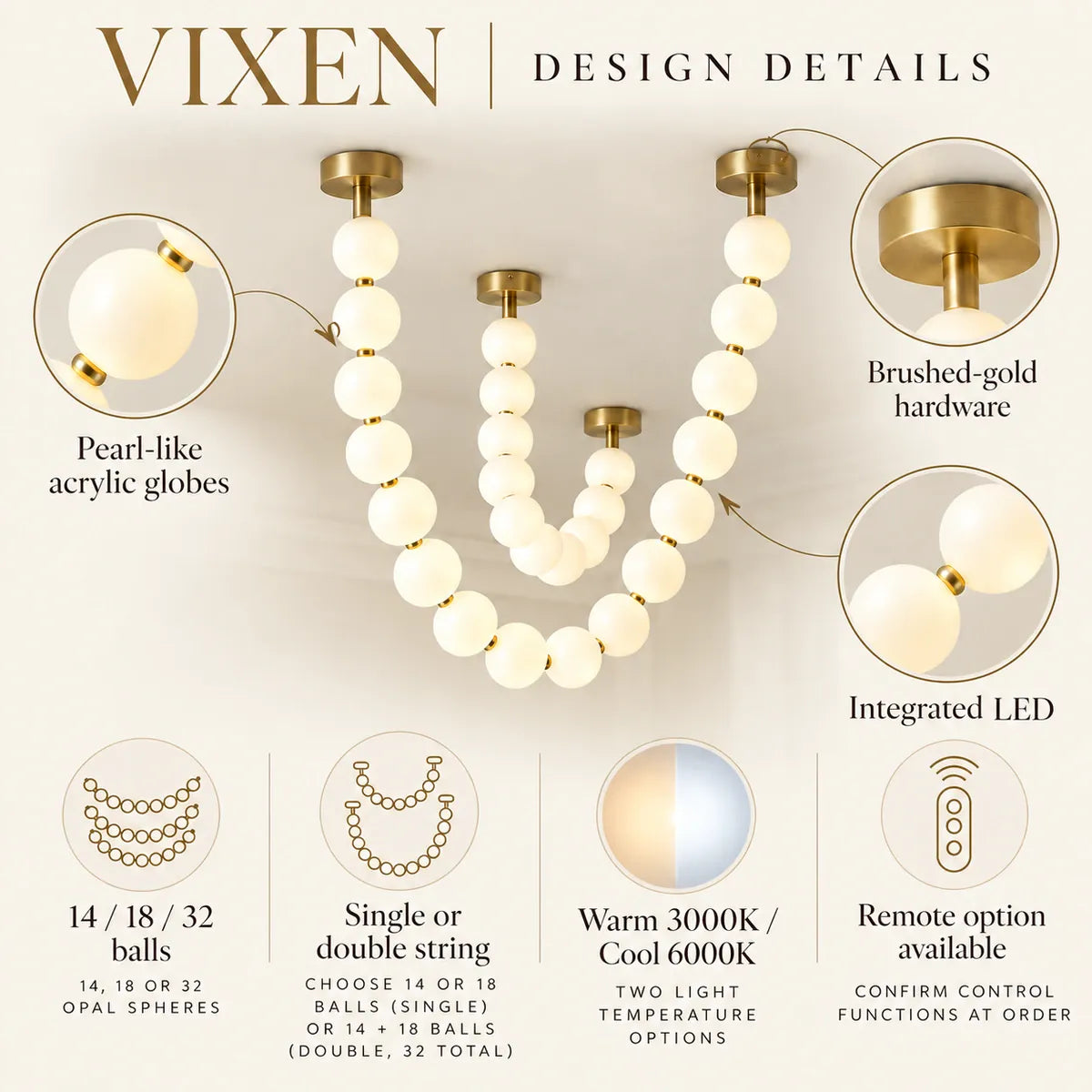 Vixen Modern String Light Chandelier Modern Chandelier