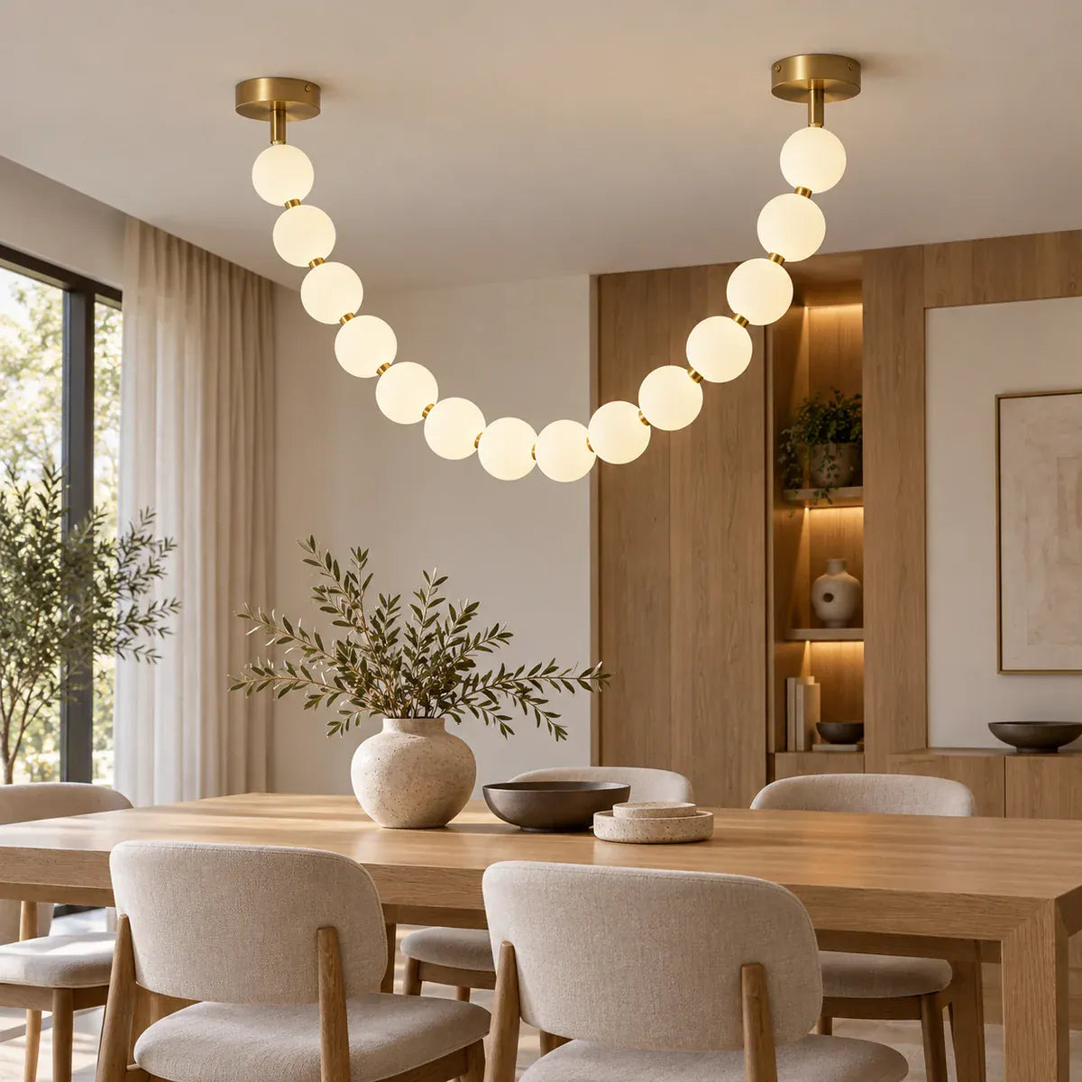Vixen Modern String Light Chandelier 14 Ball (1 Strip) / Warm White 3000K Modern Chandelier
