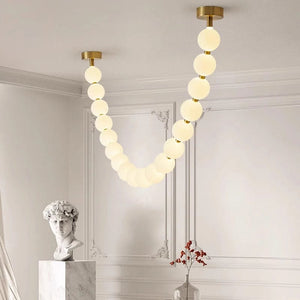 Vixen Modern String Light Chandelier 14 Ball (1 Strip) / Warm White Modern Chandelier