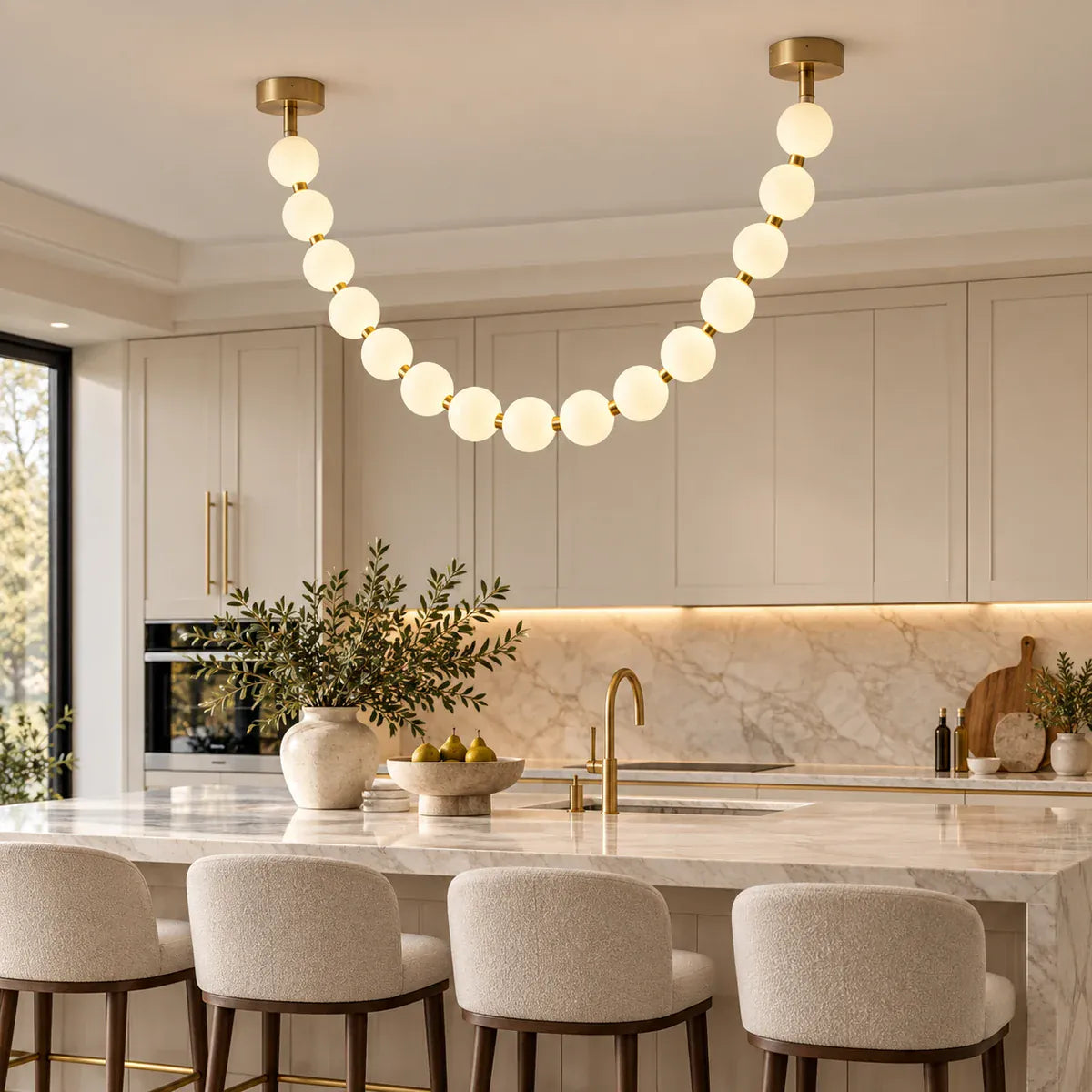 Vixen Modern String Light Chandelier 18 Ball (1 Strip) / Warm White 3000K Modern Chandelier
