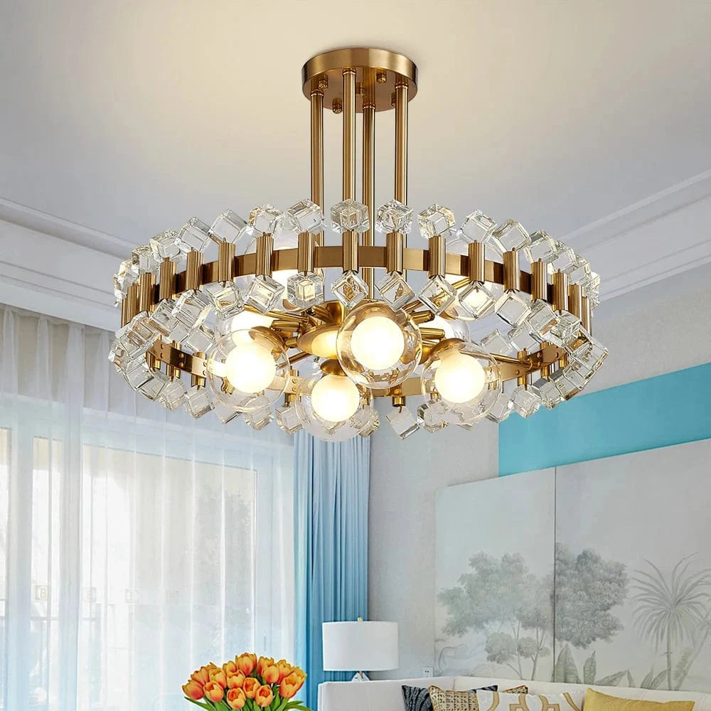 Wes Gold Round Light fixture Modern Chandelier