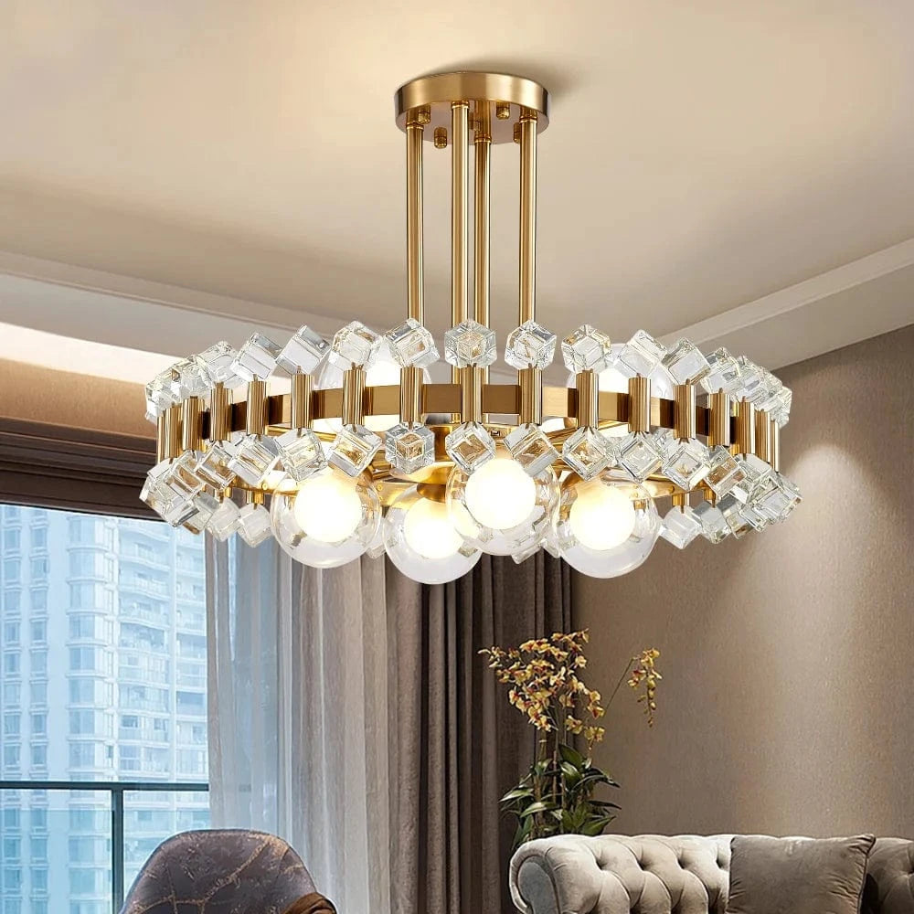 Wes Gold Round Light fixture Modern Chandelier