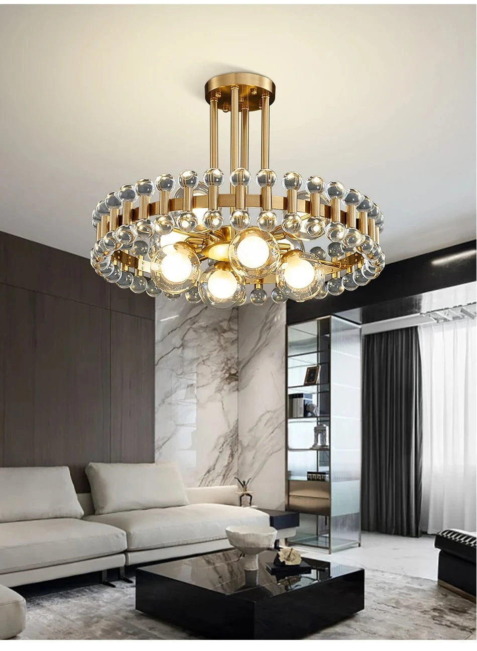 Wes Gold Round Light fixture Modern Chandelier