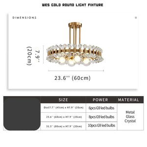 Wes Gold Round Light fixture Modern Chandelier