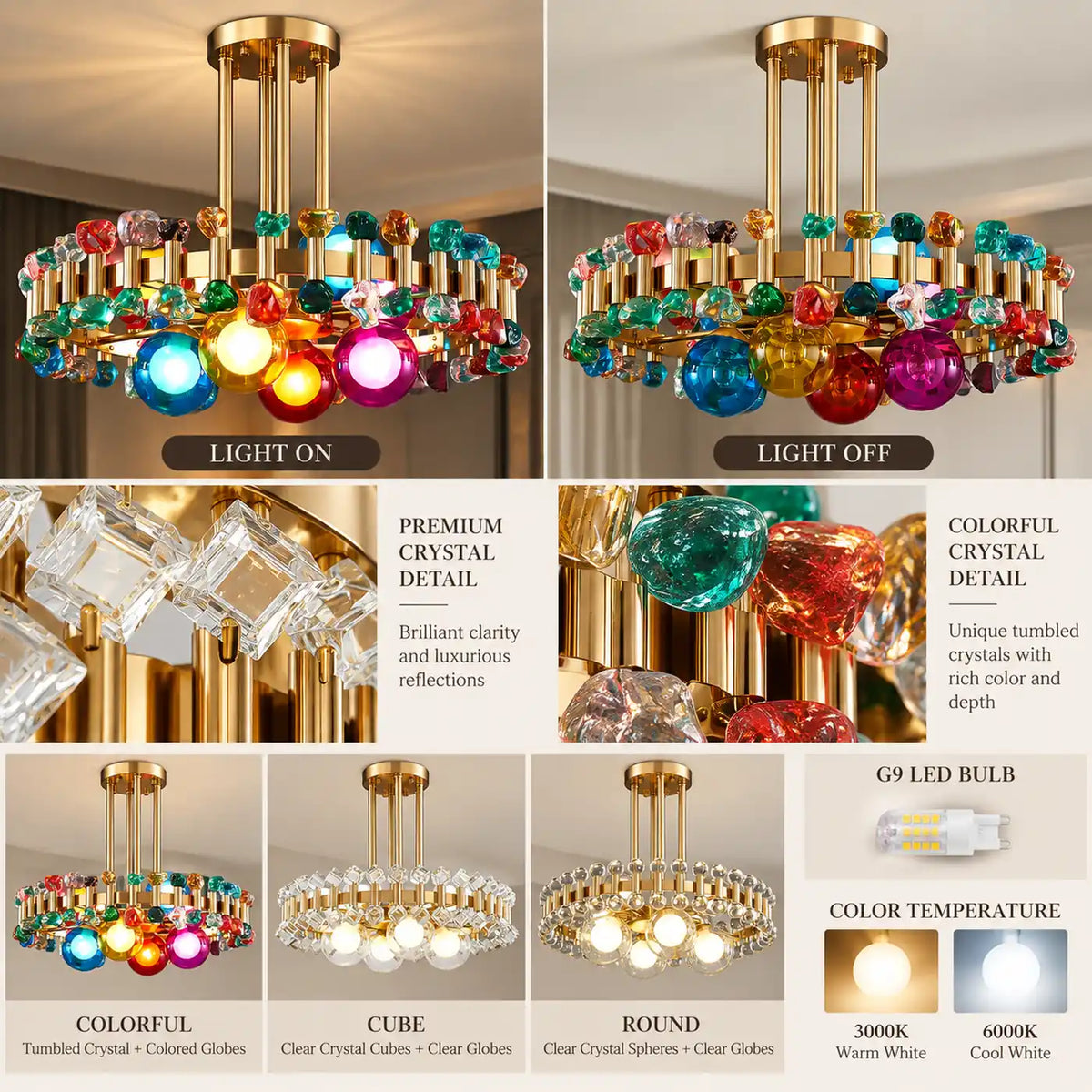 Wes Gold Round Light fixture Modern Chandelier