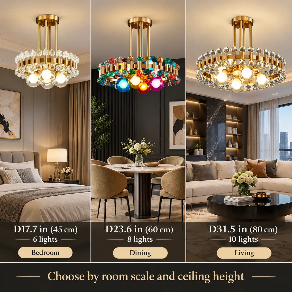 Wes Gold Round Light fixture Modern Chandelier
