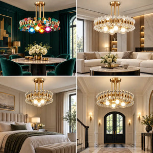 Wes Gold Round Light fixture Modern Chandelier