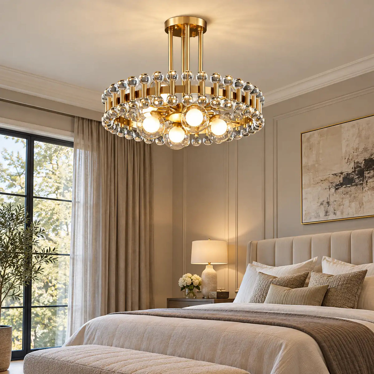 Wes Gold Round Light fixture Modern Chandelier