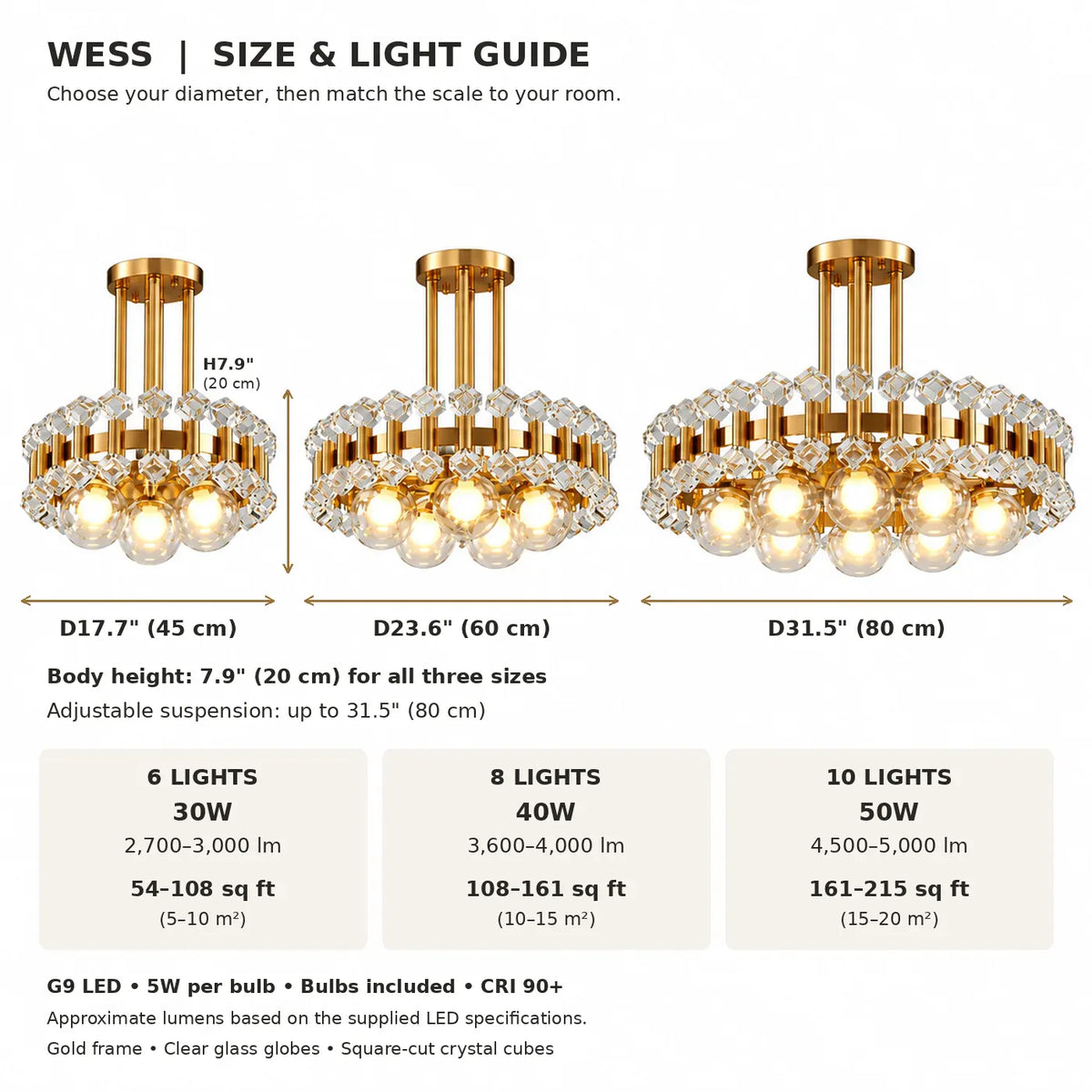 Wes Gold Round Light fixture Modern Chandelier