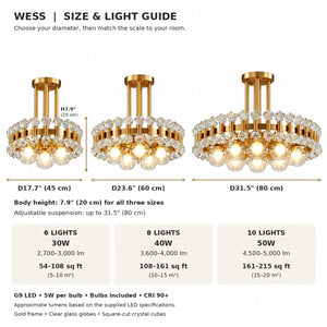 Wes Gold Round Light fixture Modern Chandelier