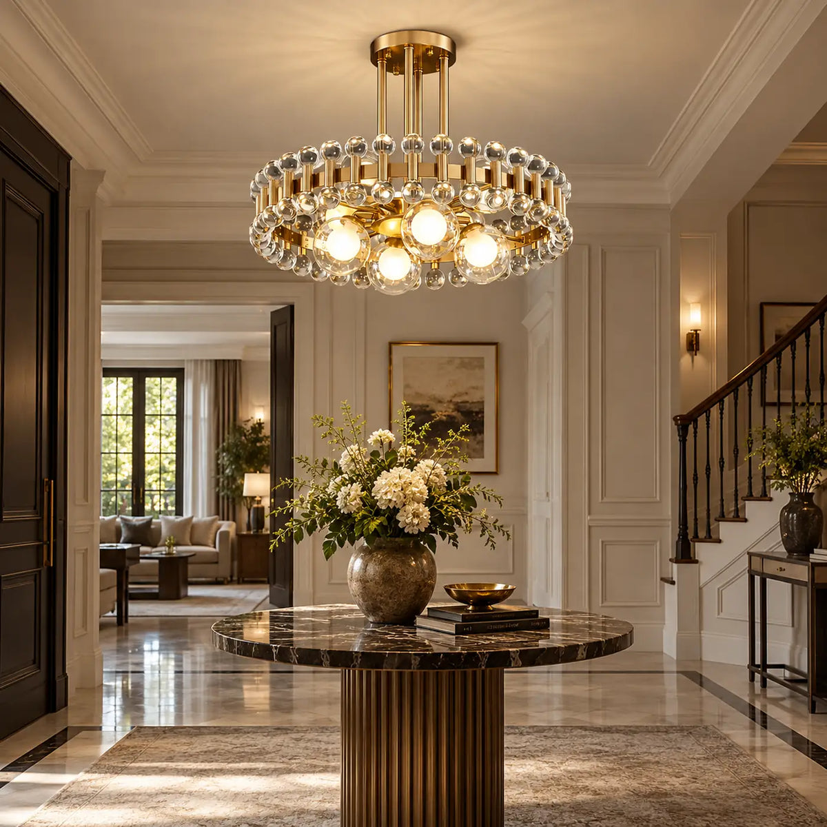Wes Gold Round Light fixture Round / D17.7'' (45cm) / Warm White 3000K Modern Chandelier