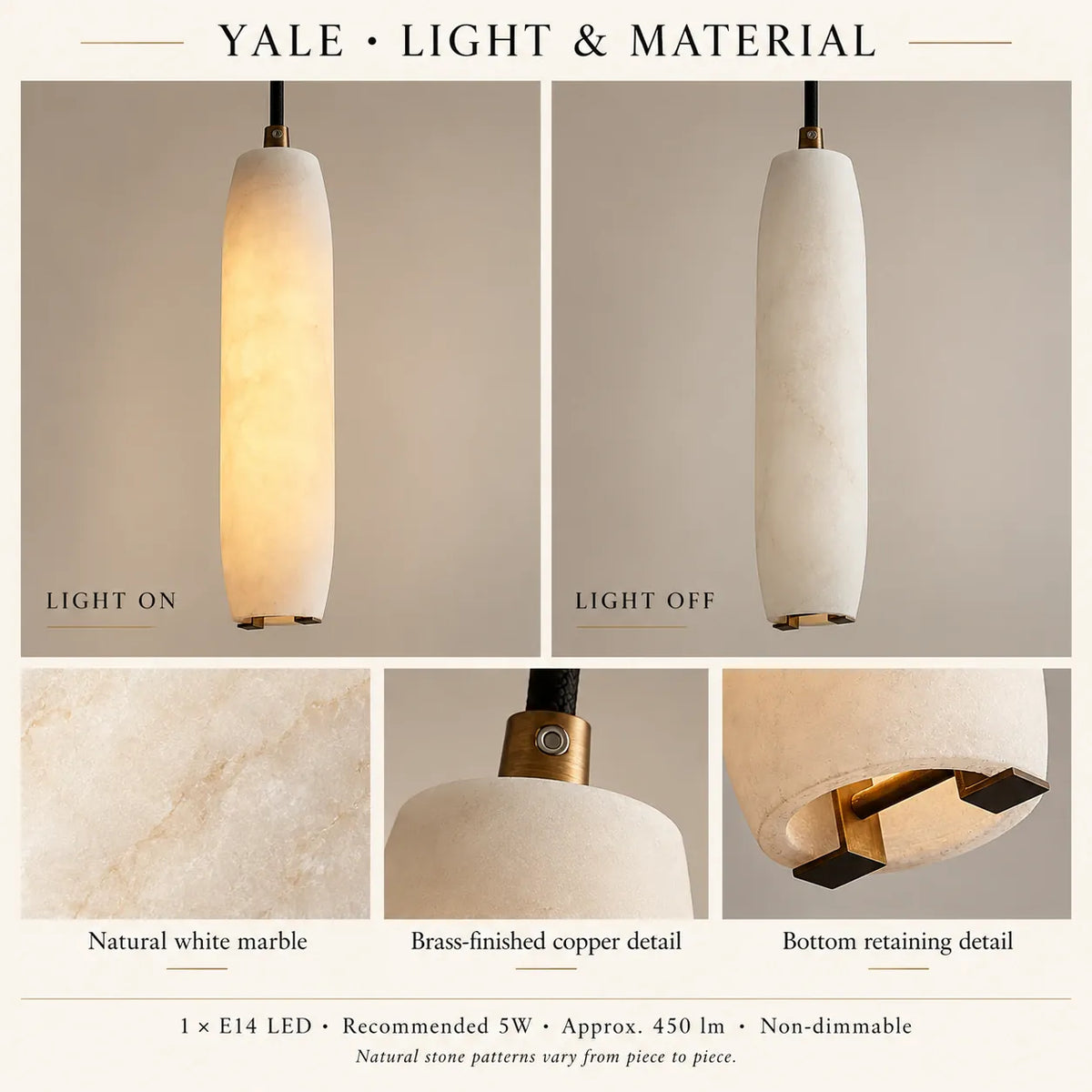 Yale White Marble Pendant Light Modern Chandelier