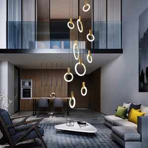 Yana Modern Staircase Chandelier 3 / Gold Modern Chandelier