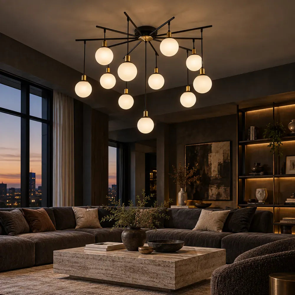 Yara Vintage Flush Mount Chandelier 11 / Warm White 3000K Modern Chandelier